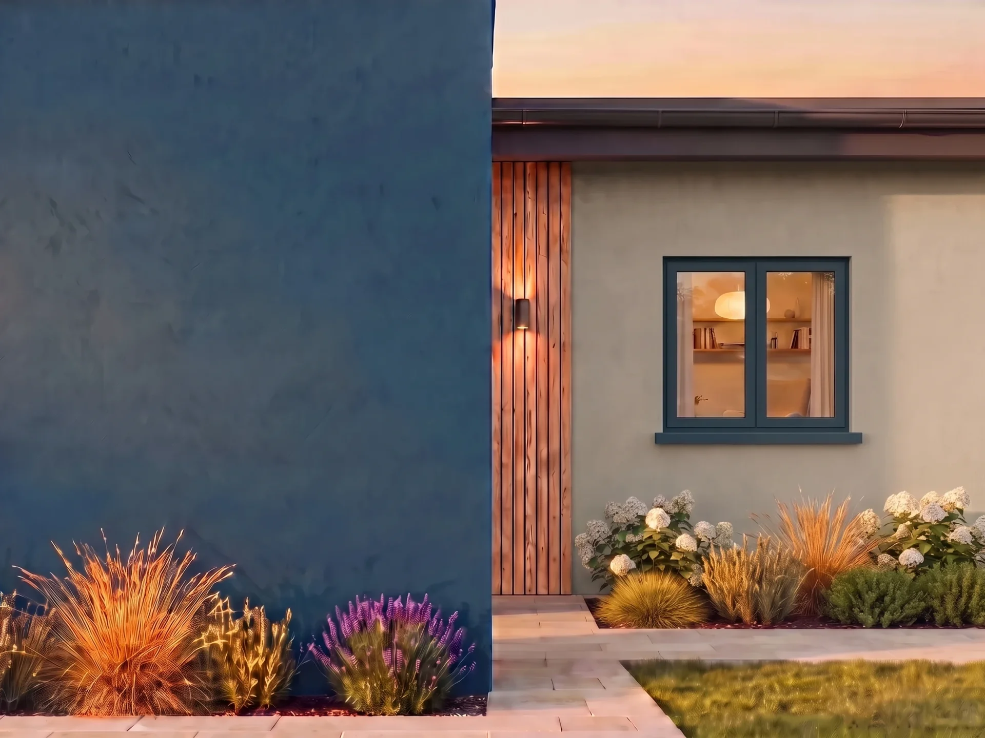 Maison avec fenêtre T-Classic MONO BUDVAR sur le mur de la marque — vue extérieure