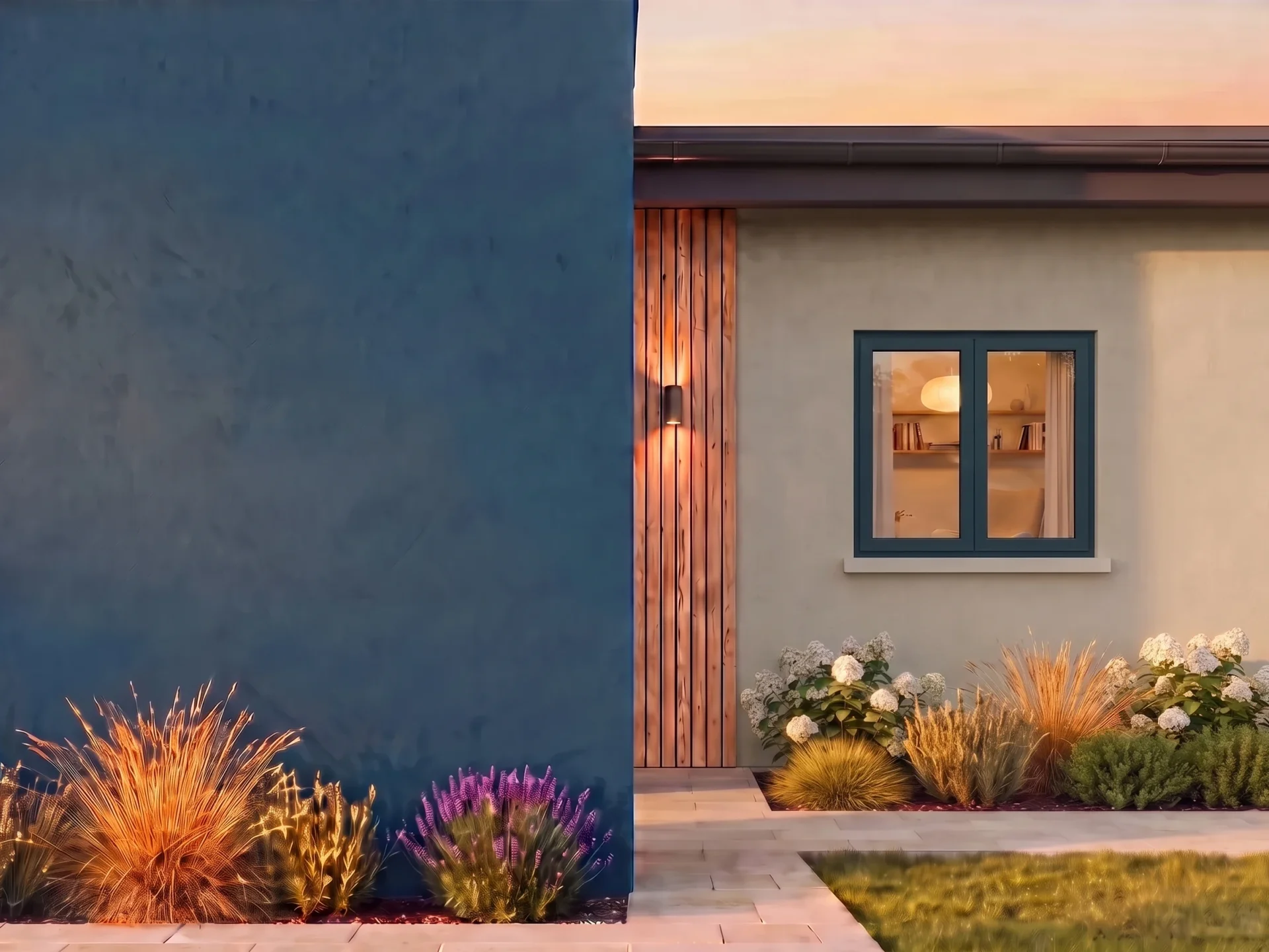 Maison avec fenêtre T-Comfort CH BUDVAR sur le mur de la marque — vue extérieure